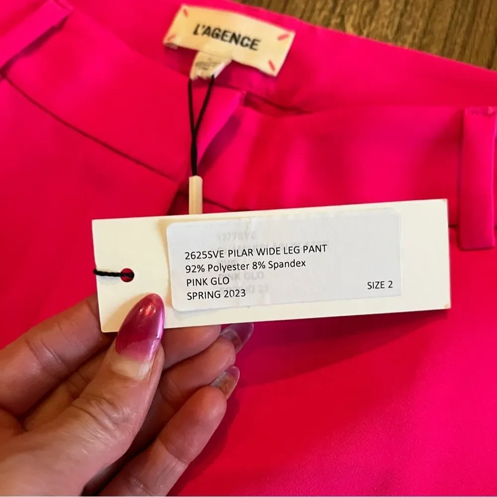 NWT L’AGENCE Pilar Pink Wide Leg Pant Trouser - Picture 13 of 13